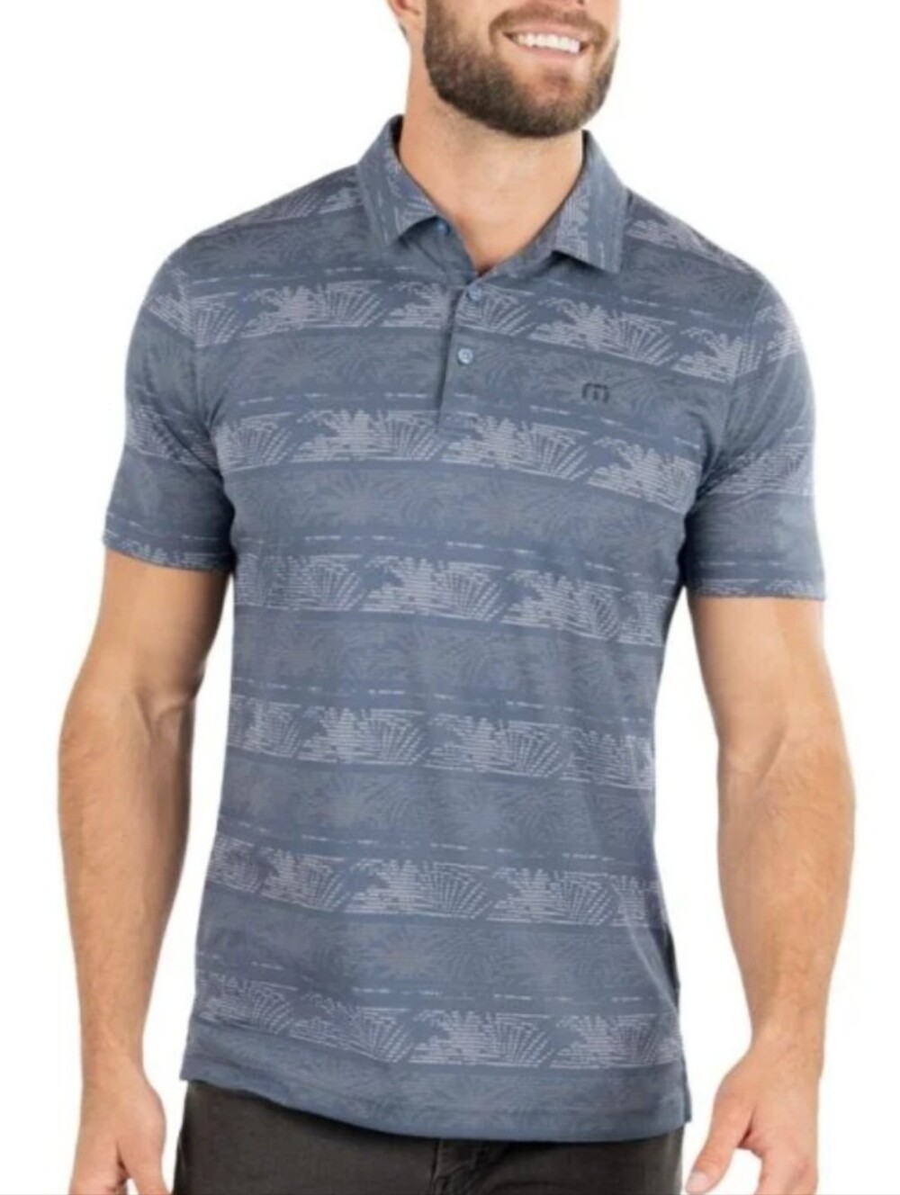 Men's Travis Mathew Prestige Performance Blue Frosty Morning Golf Polo